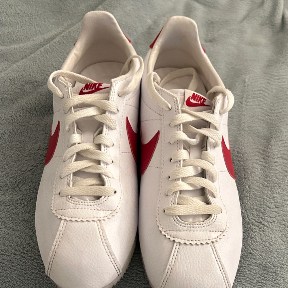Nike Men's CORTEZ White Sneakers with Red Accents